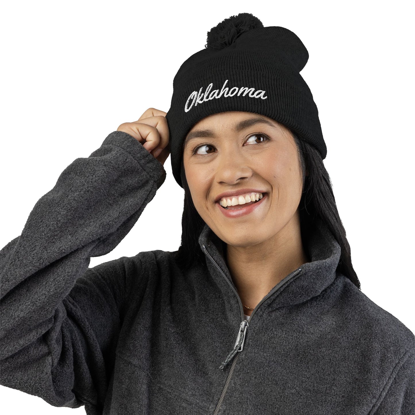 Oklahoma Embroidered Pom-Pom Knit Cap — Oklahoma Beanie for Fans