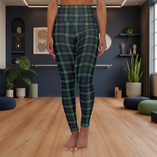 Navy Green Tartan Plaid Leggings
