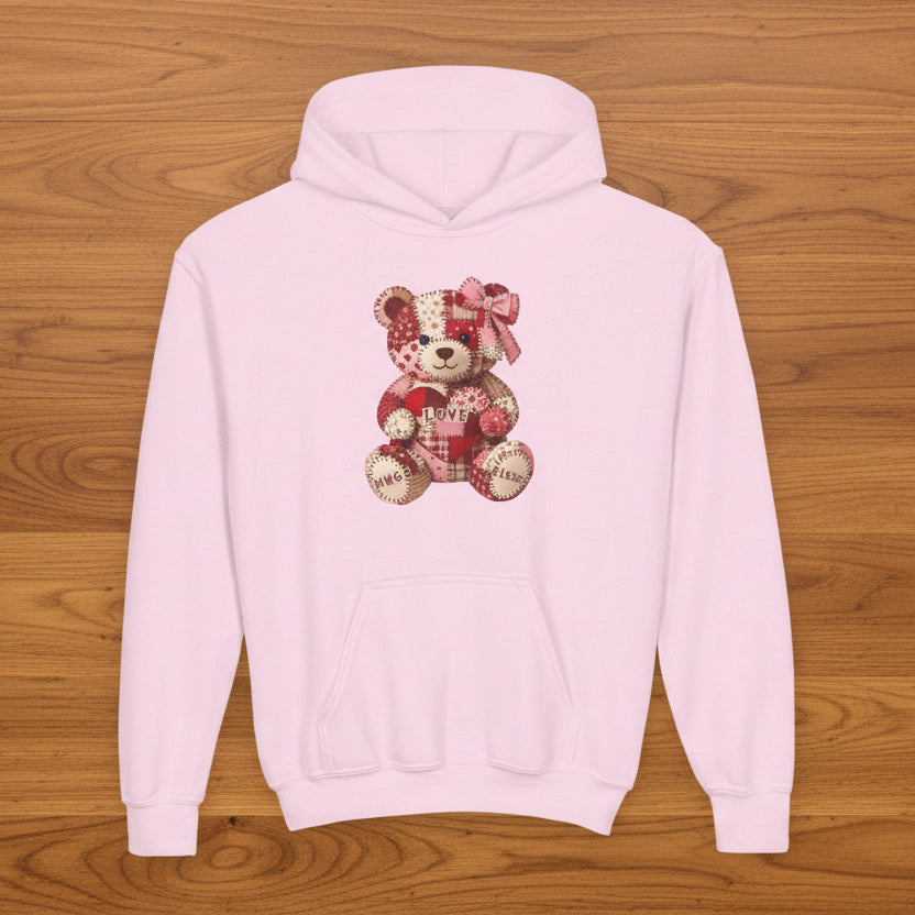 Kids Patchwork Valentine Bear Hoodie