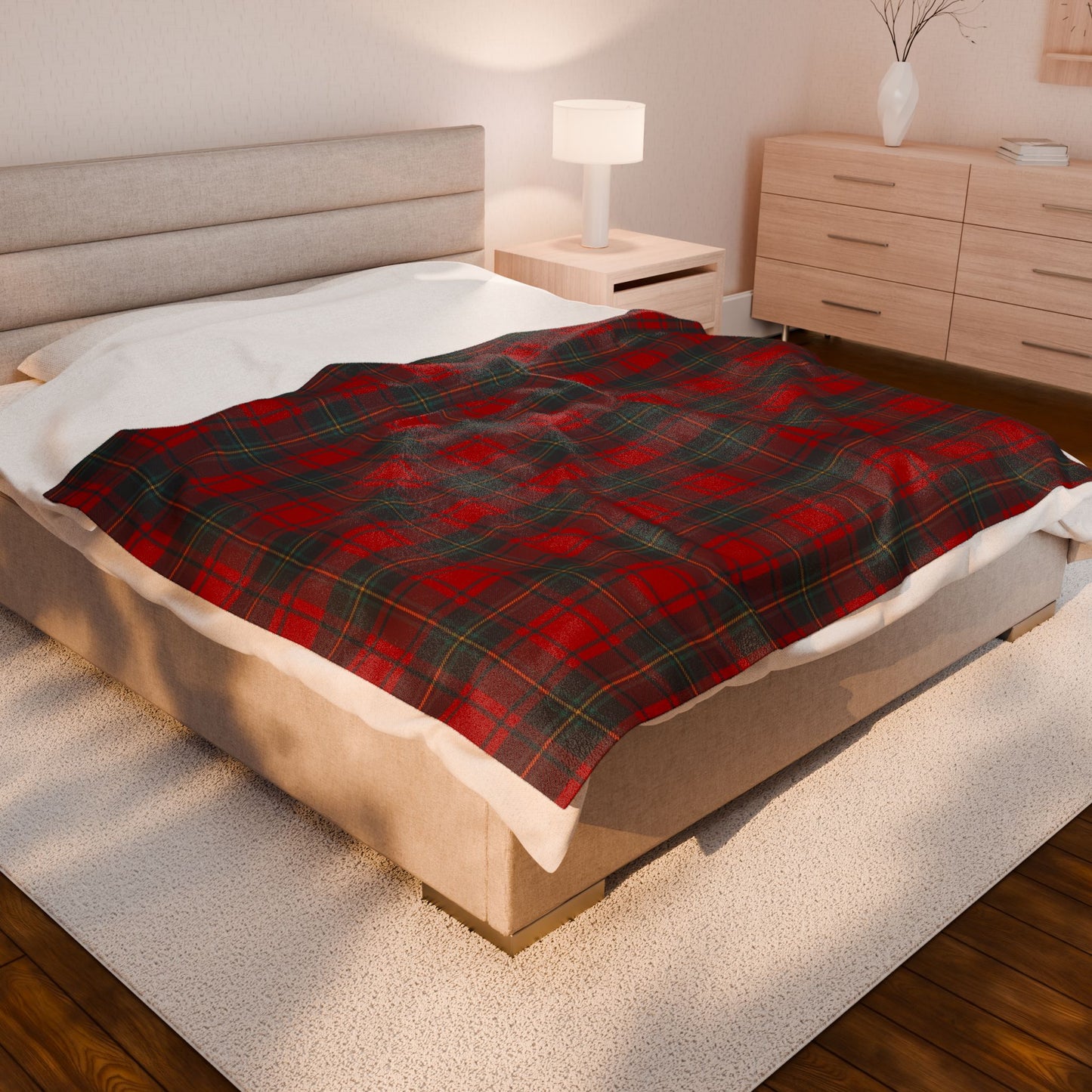 Red Plaid Velveteen Plush Blanket