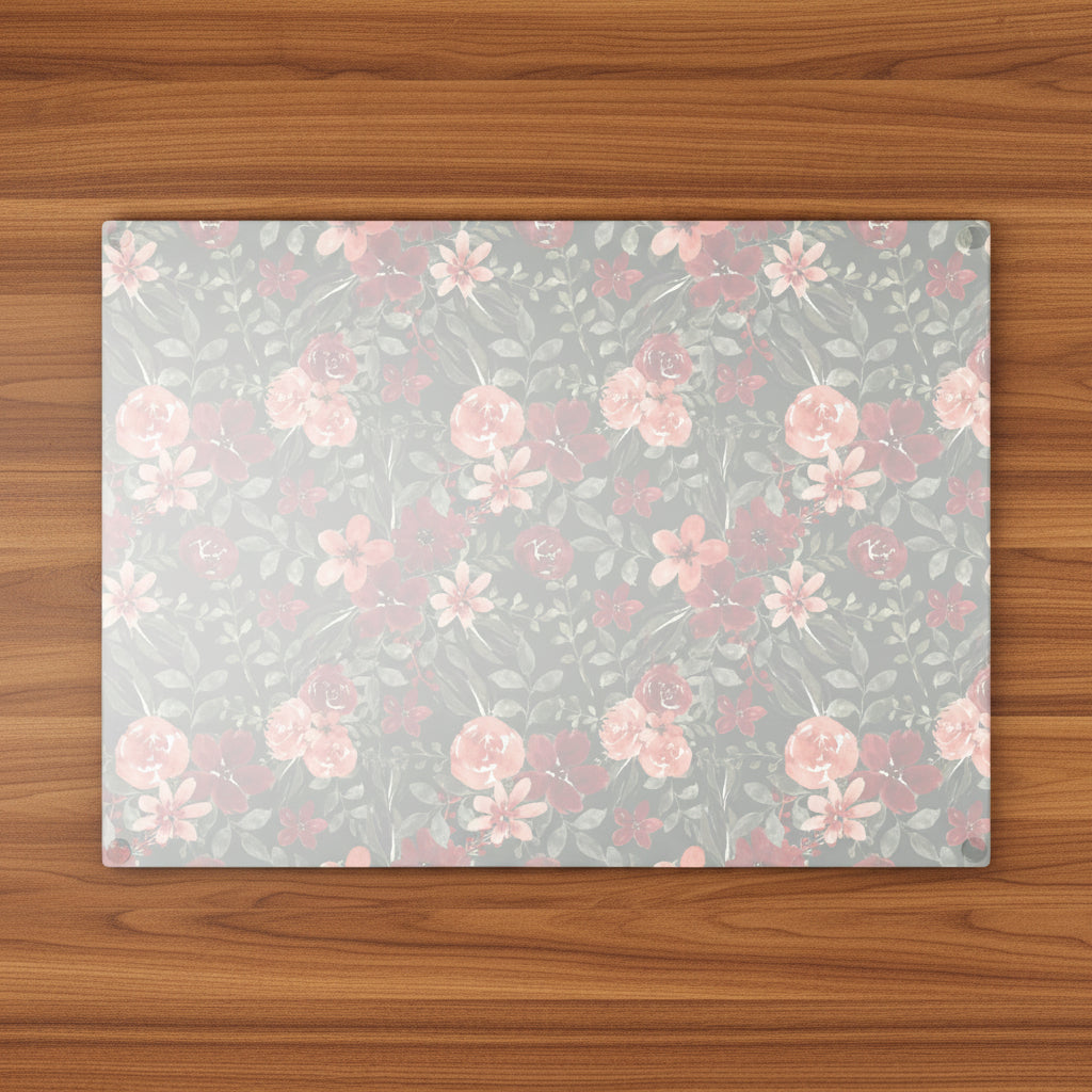 Forest Flowers Glass Cutting Board