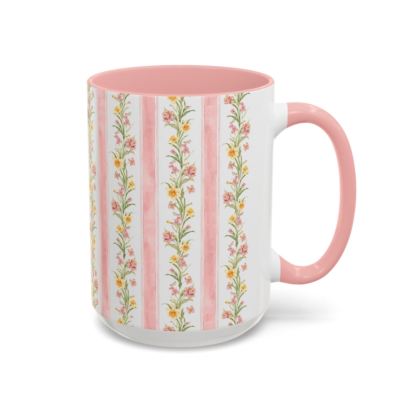 Floral Stripe Accent Coffee Mug | 11oz, 15oz