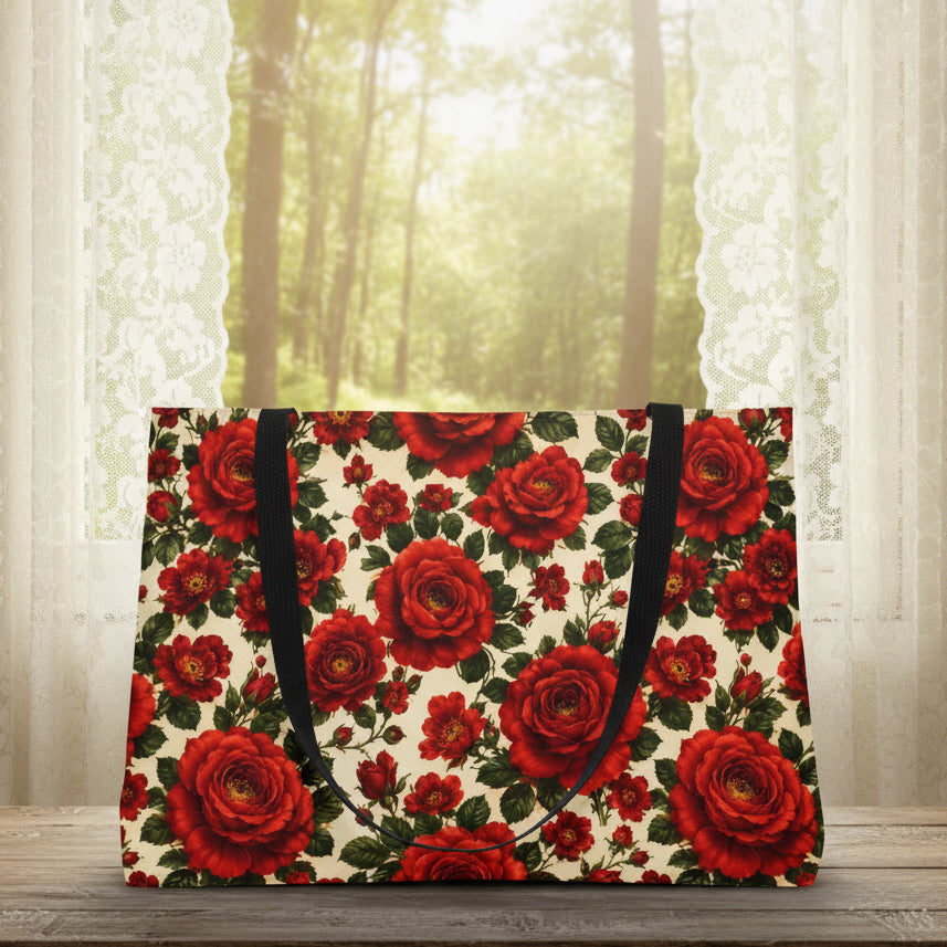 Riverfront Roses Floral Weekender Tote Bag