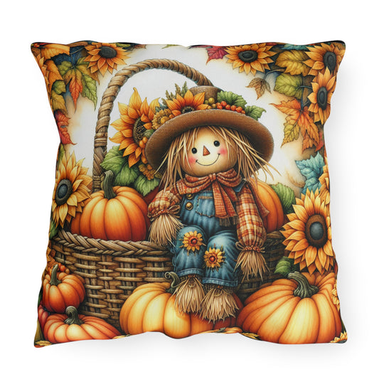 Sunflower Scarecrow Outdoor Pillow