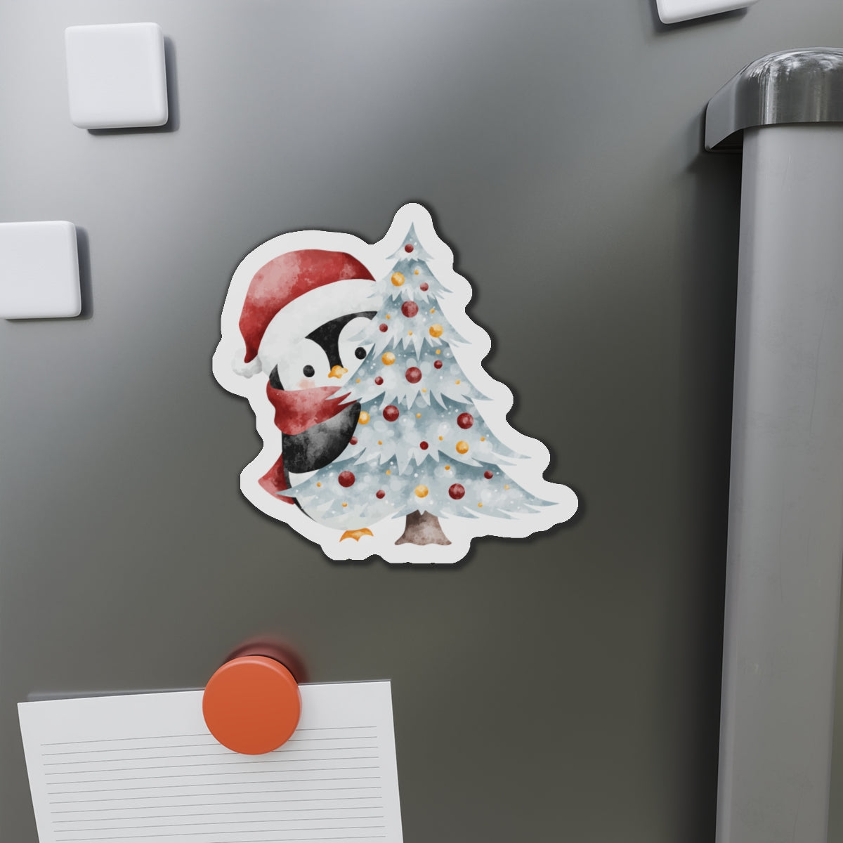 Penguin with Christmas Tree Fridge Magnet