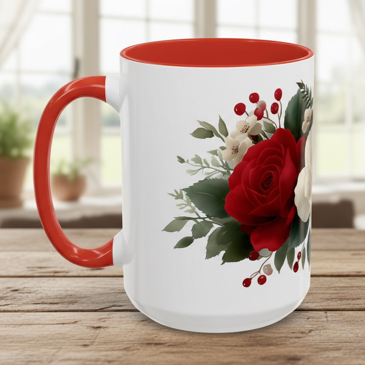 Red Roses 15oz Accent Coffee Mug