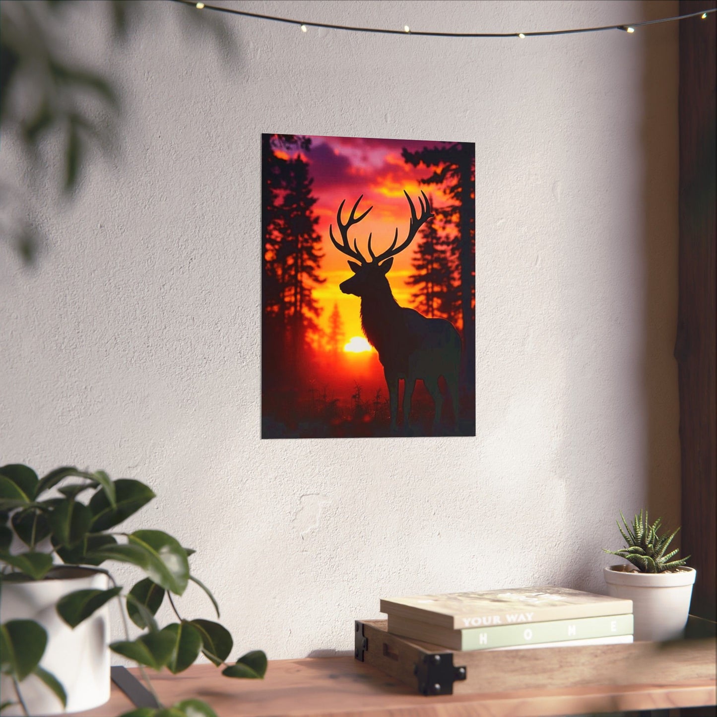Sunset Deer Matte Poster