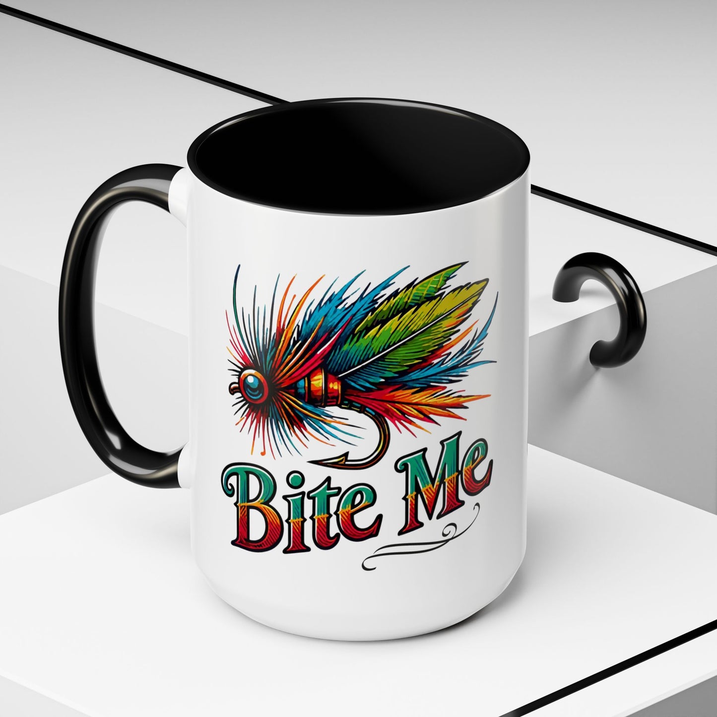 Fishing Lure “Bite Me” 15oz Accent Coffee Mug