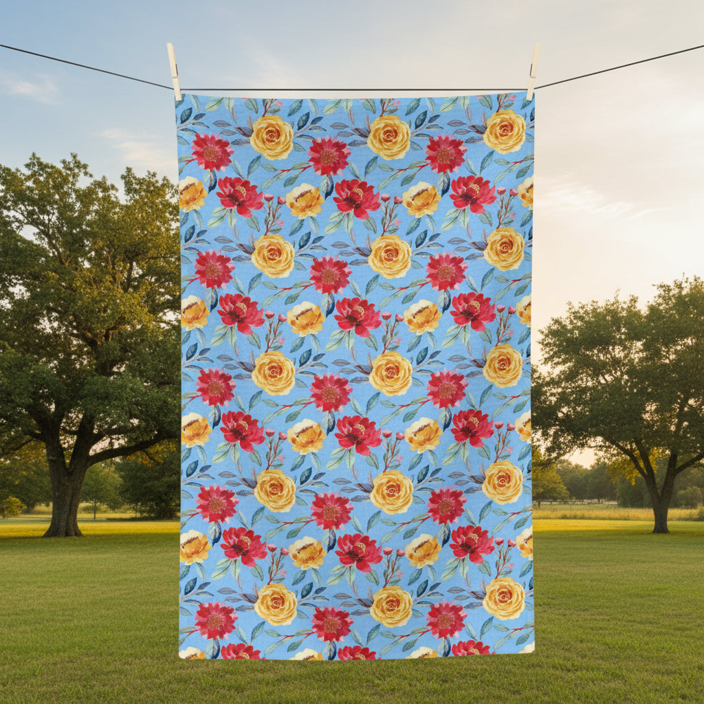 Blue Floral Microfiber Kitchen Towel
