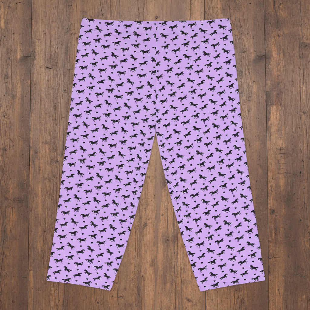 Horses & Hearts Lilac Capri Leggings
