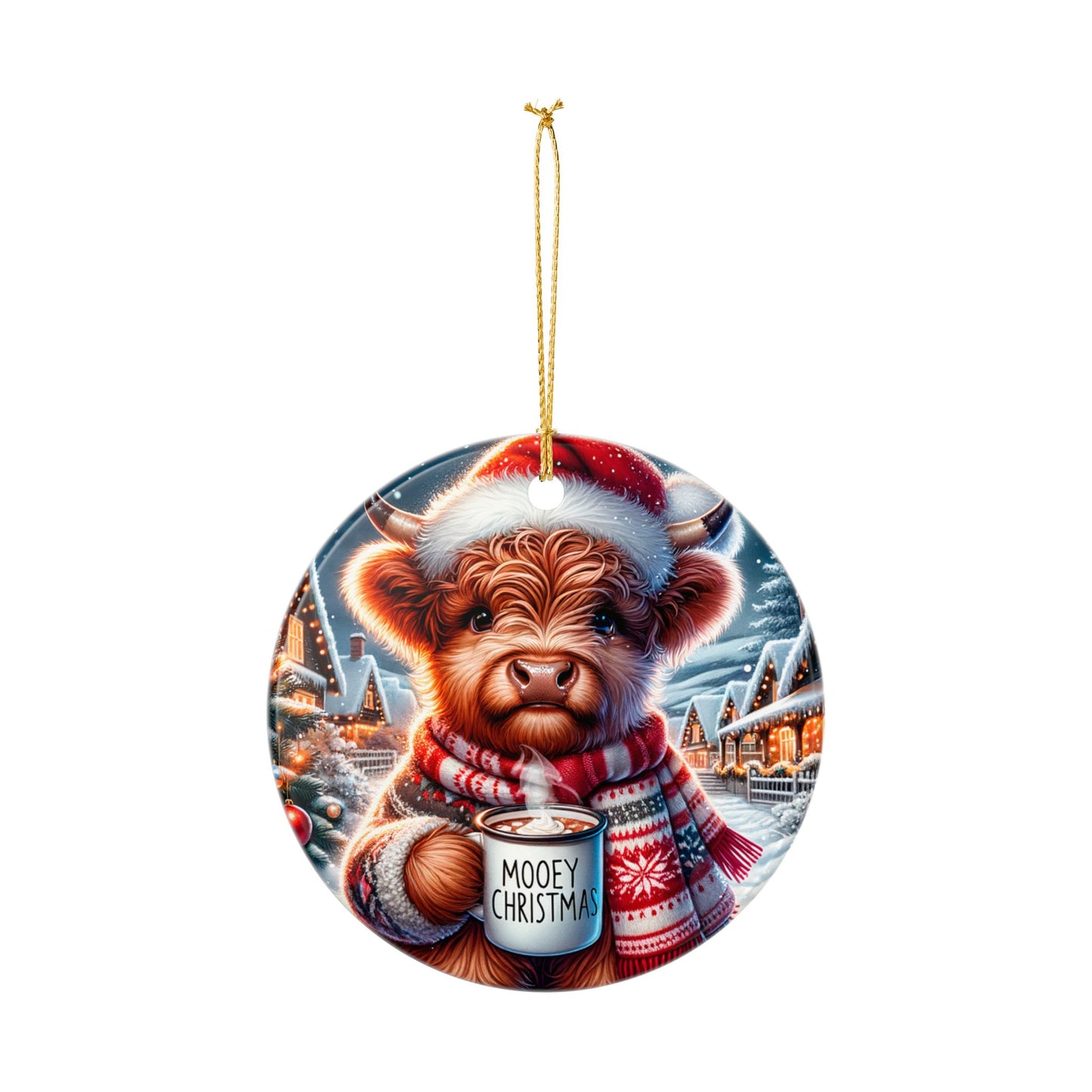 Mooey Christmas Ceramic Ornament