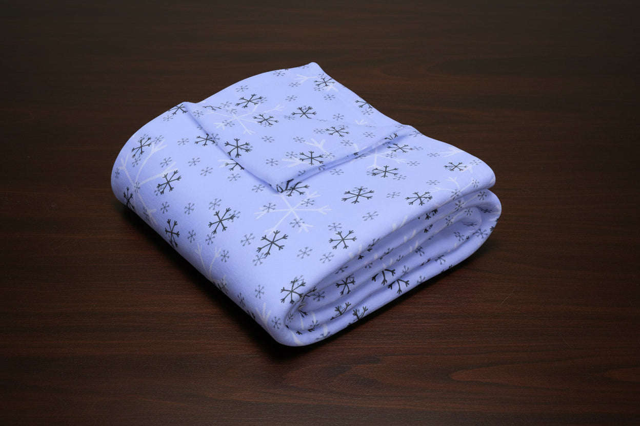 Light Blue Snowflake Fleece Blanket