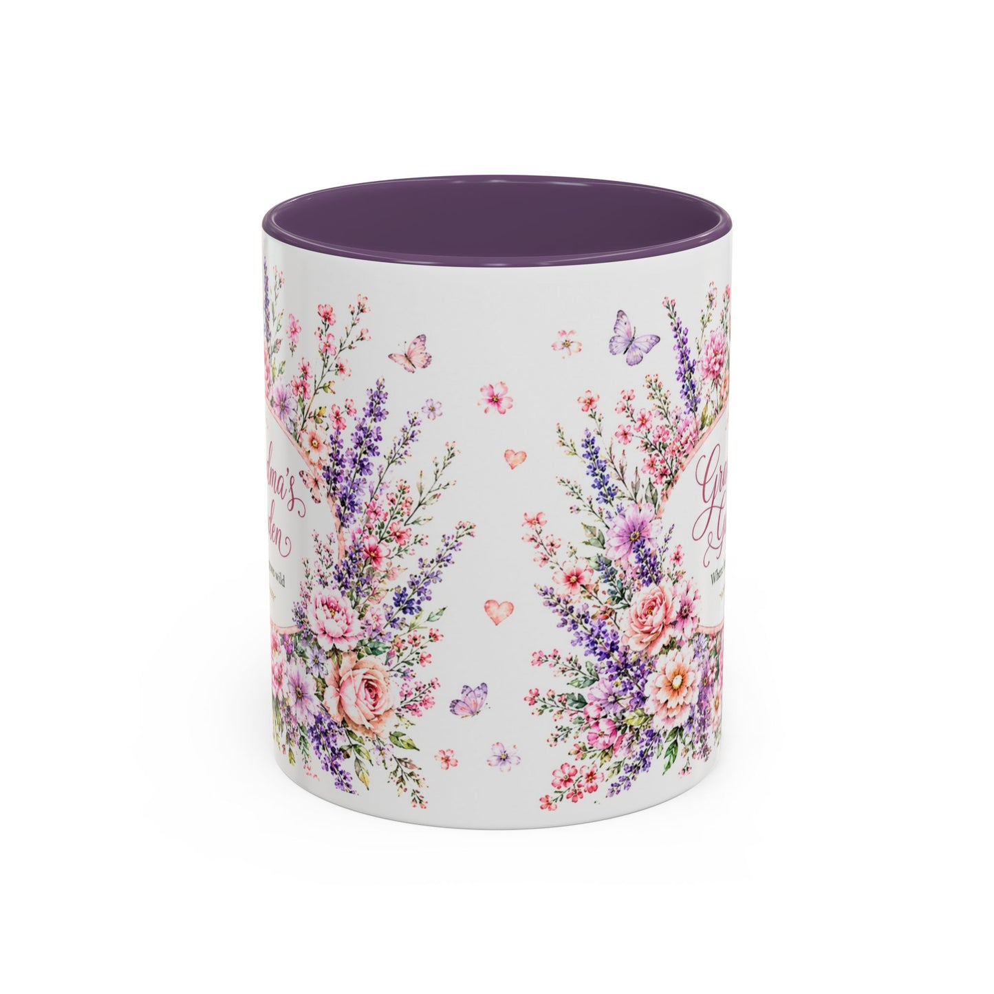 Grandma’s Garden Floral Accent Coffee Mug — 'Where Love Grows Wild' Pink Interior (11/15oz)