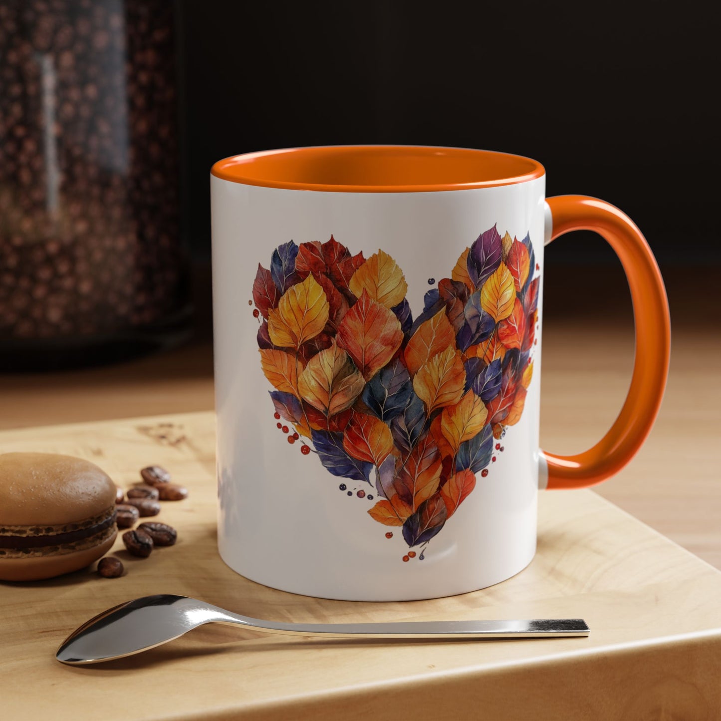 Autumn Leaf Heart Accent Coffee Mug | 11oz or 15oz