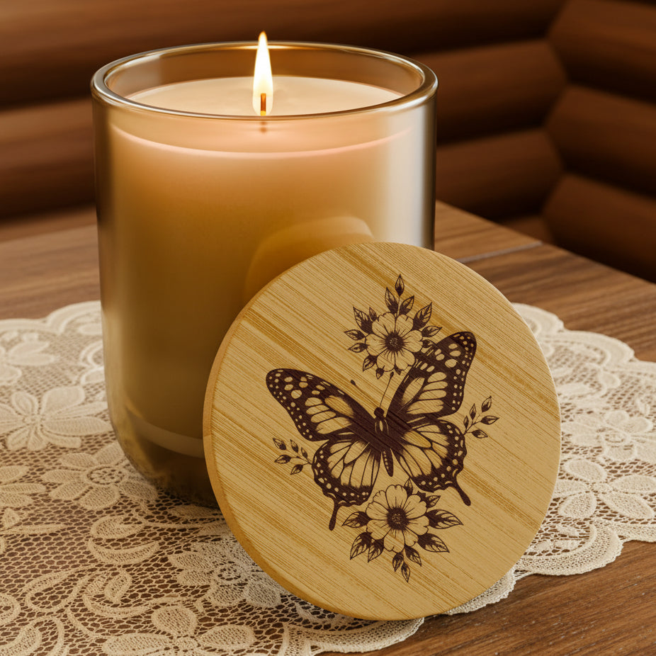 Wildwood Valley Butterfly 14oz Engraved Soy Candle | Scented Gift Candle