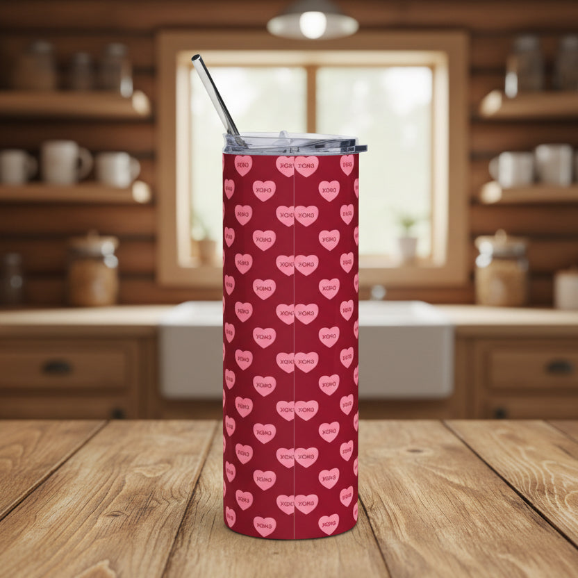 Valentine Conversation Heart 20oz Stainless Steel Tumbler
