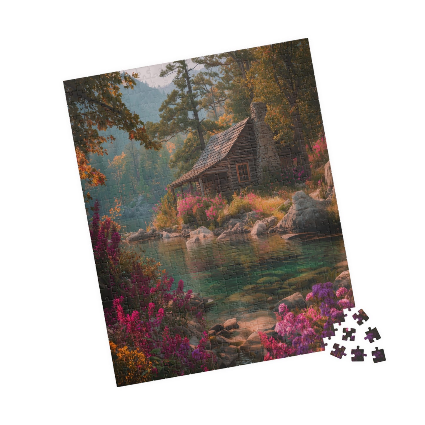 Scenic Lakeside Cabin Jigsaw Puzzle — 110/252/529/1014 pcs