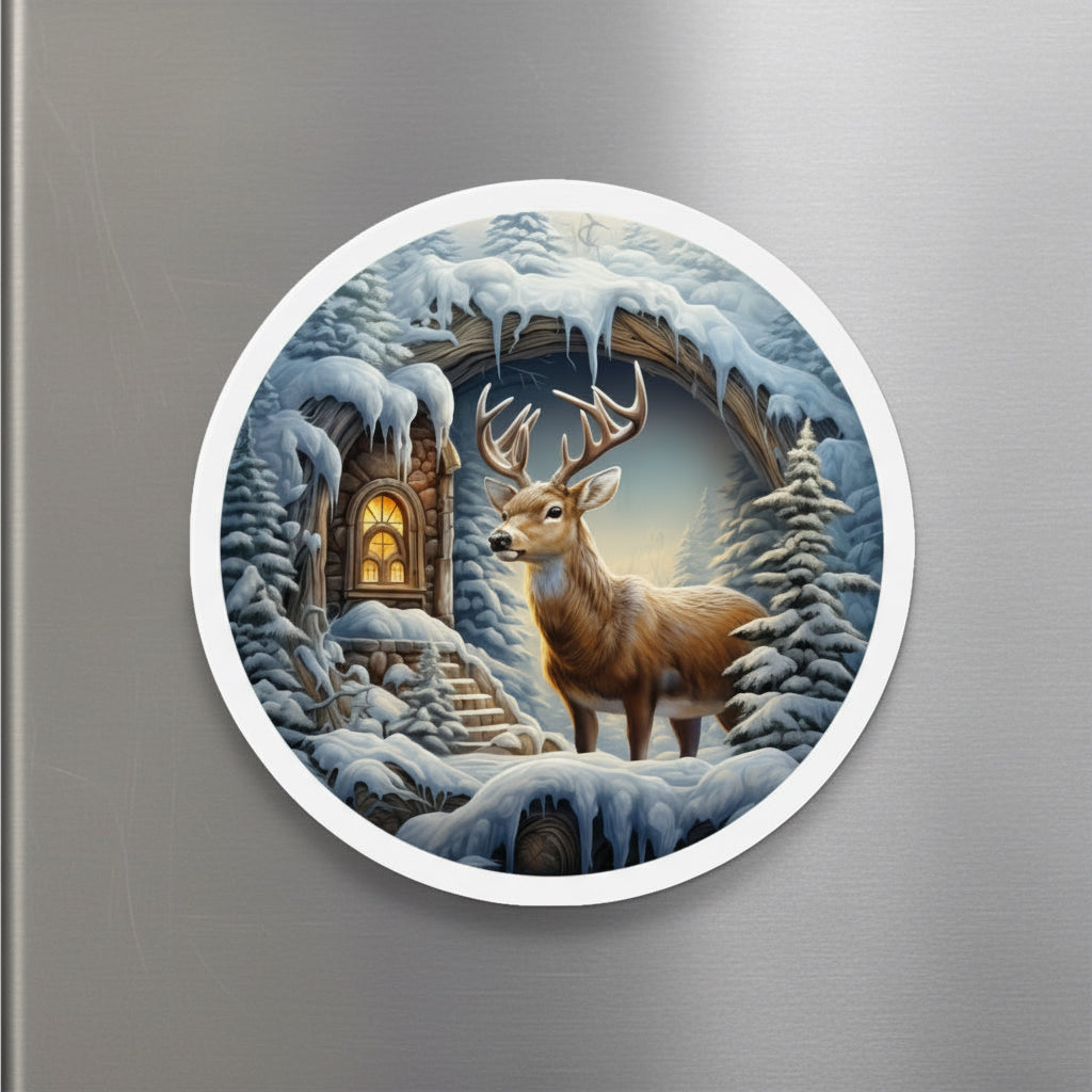 Winter Forest Deer Magnet