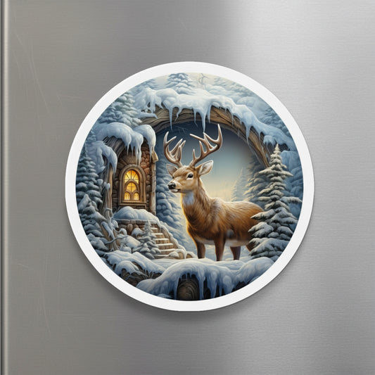 Winter Forest Deer Magnet
