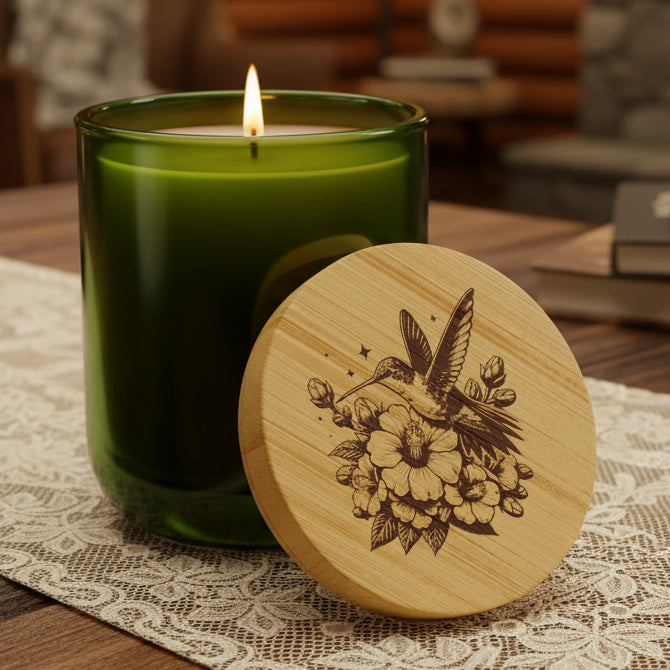 Wildwood Valley Hummingbird 14oz Engraved Soy Candle |  Scented Gift Candle