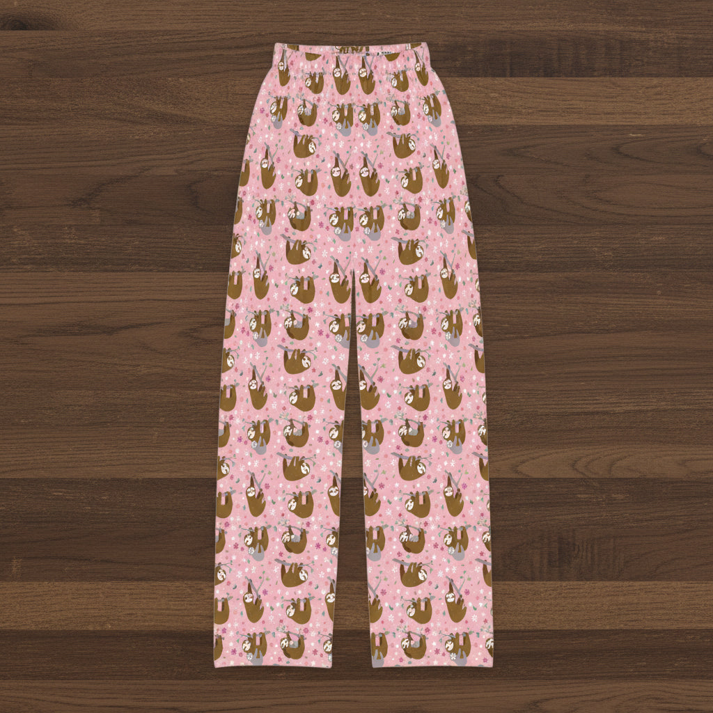 Kids Pink Sloth Pajama Pants