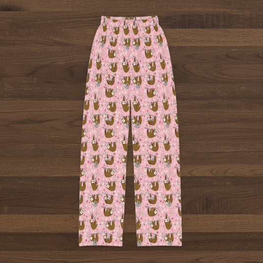 Kids Pink Sloth Pajama Pants