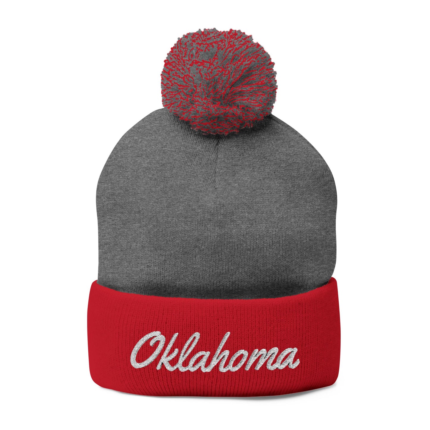 Oklahoma Embroidered Pom-Pom Knit Cap — Oklahoma Beanie for Fans