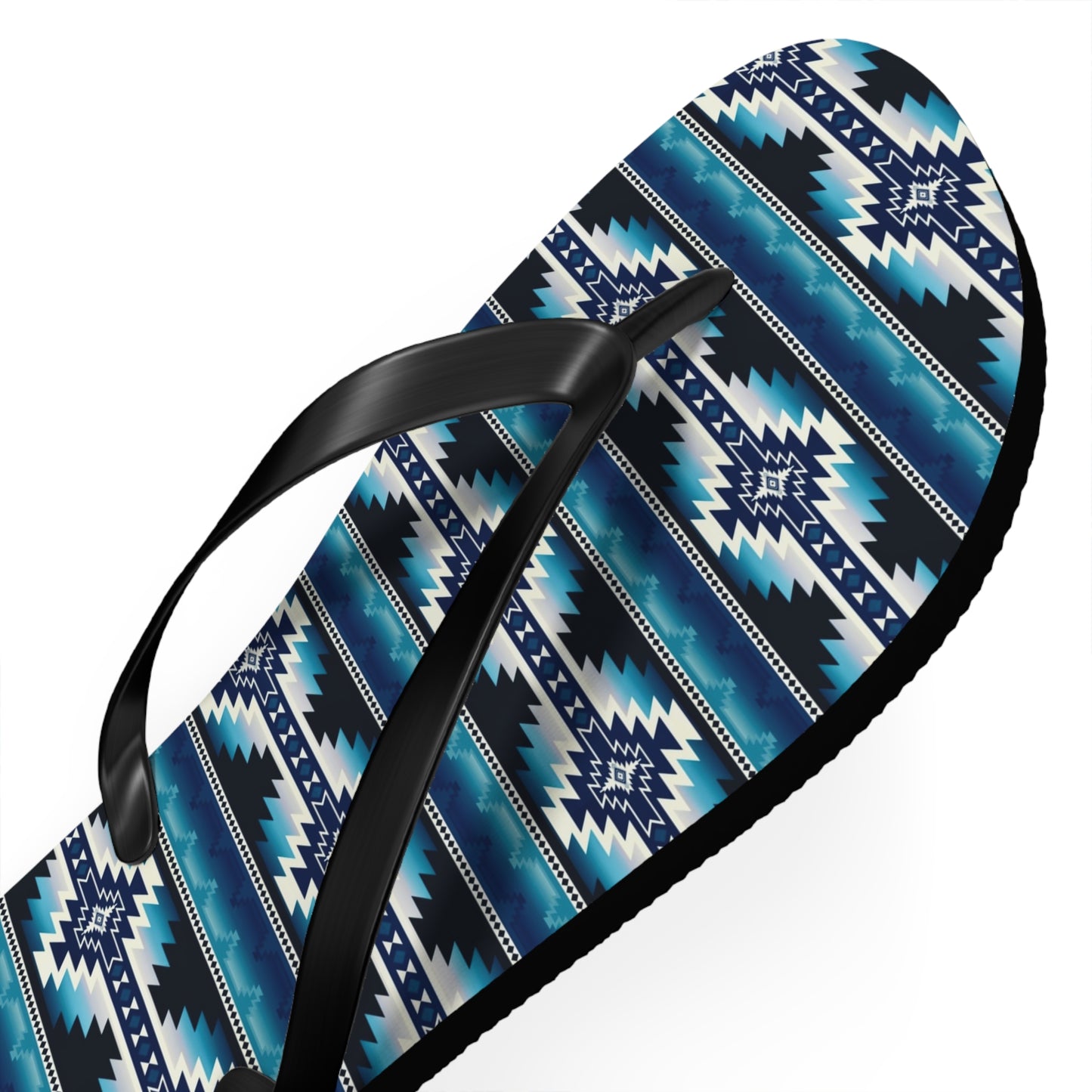 Southwest Aztec Pattern Flip Flops — Blue Tribal Summer Sandals