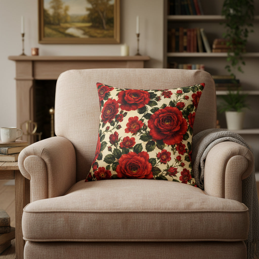 Riverfront Roses Faux Suede Pillow