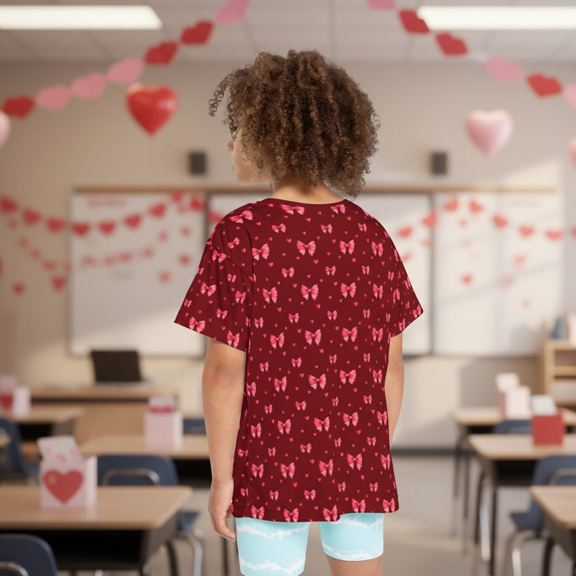 Kids Pink Hearts and Ribbons Tshirt
