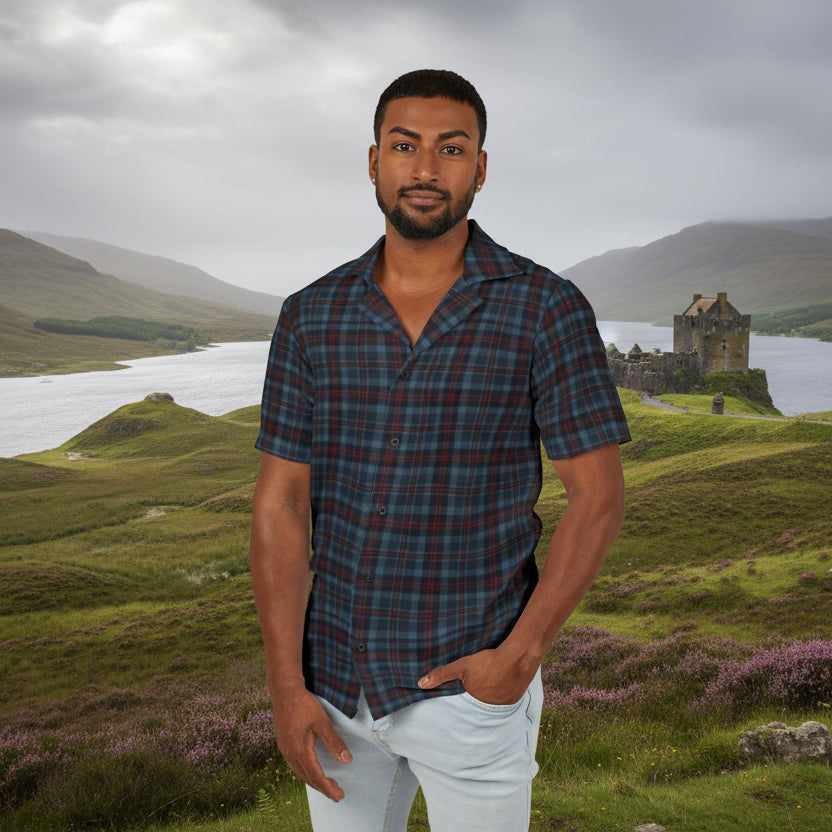Highland Hearth Men's Blue Plaid Button-Up Shirt