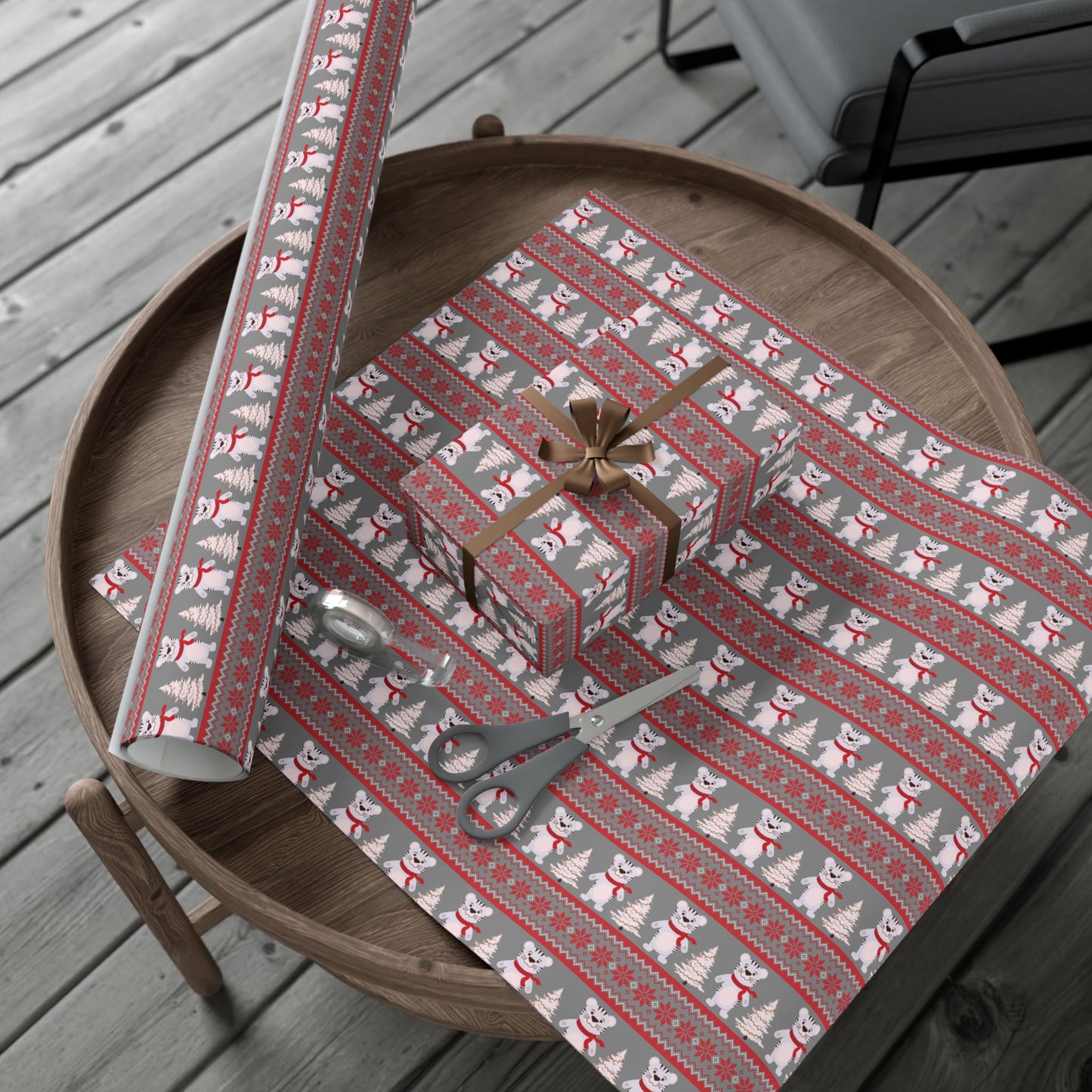 Christmas Fair Isle Tiger Premium Gift Wrap Paper