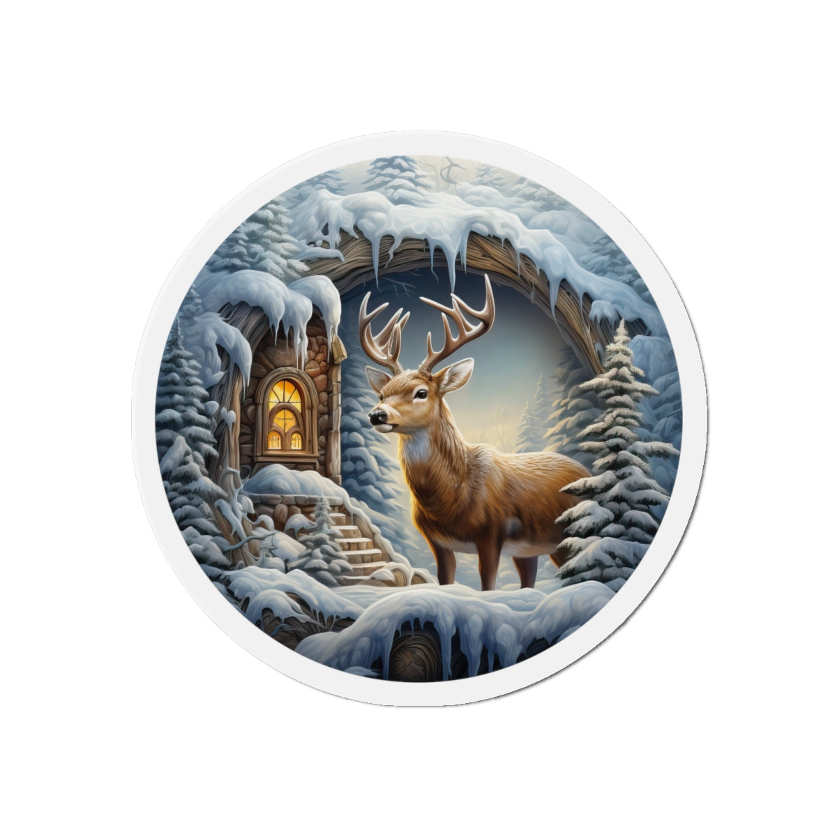 Winter Forest Deer Magnet