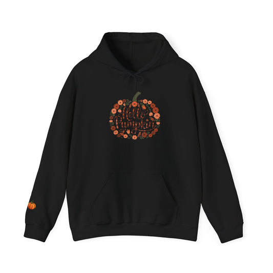 Hello Pumpkin Adult Hoodie with Accent Sleeve