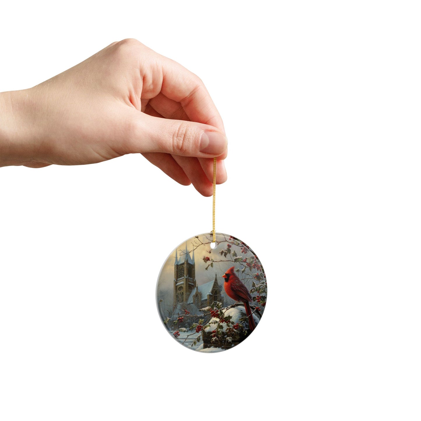 Cardinal Cathedral Christmas Ornament