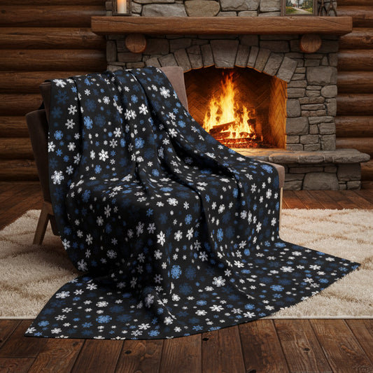 Blue Snowflakes Arctic Fleece Blanket