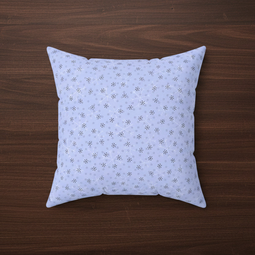Light Blue Snowflake Throw Pillow