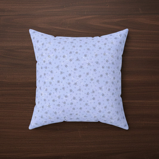 Light Blue Snowflake Throw Pillow