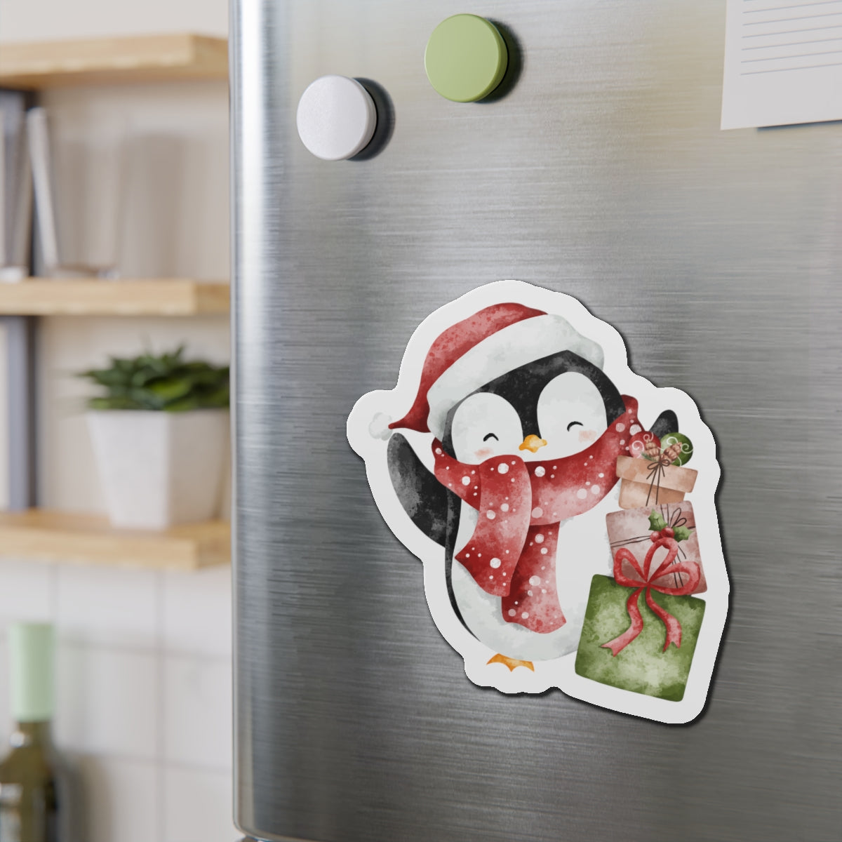 Penguin with Gifts Fridge Magnet