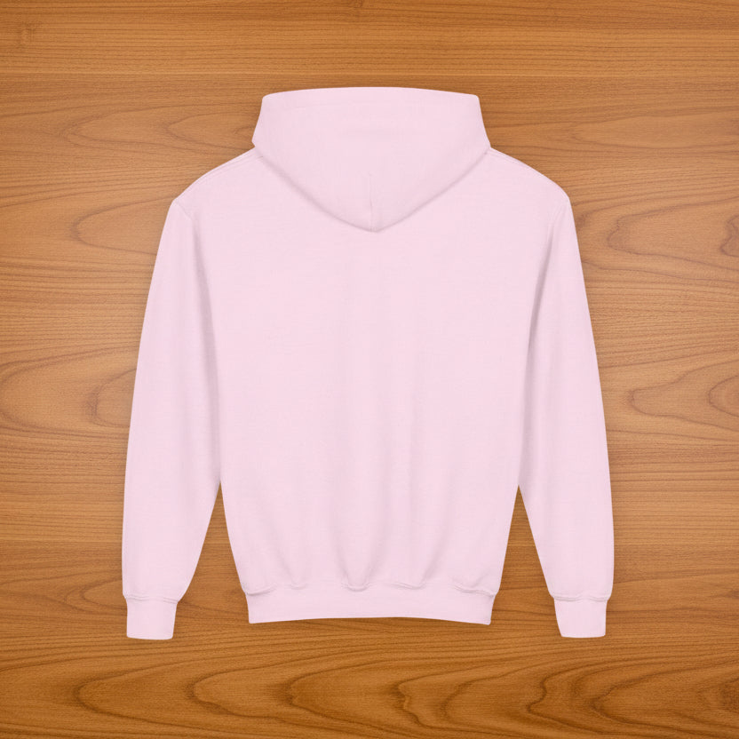 Pink hoodie on a wood background