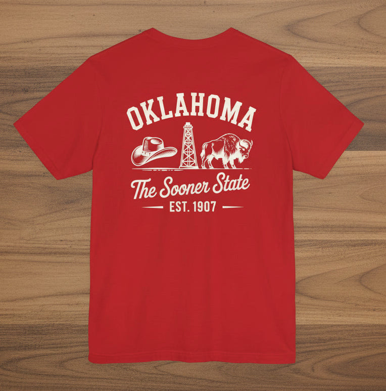 Oklahoma 'The Sooner State' Front & Back Graphic Tee