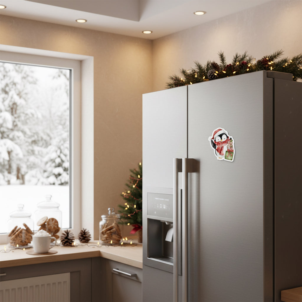 Penguin with Gifts Fridge Magnet