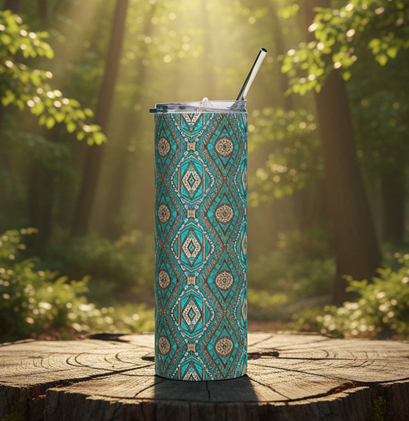 Turquoise Western Motif 20oz Stainless Steel Tumbler