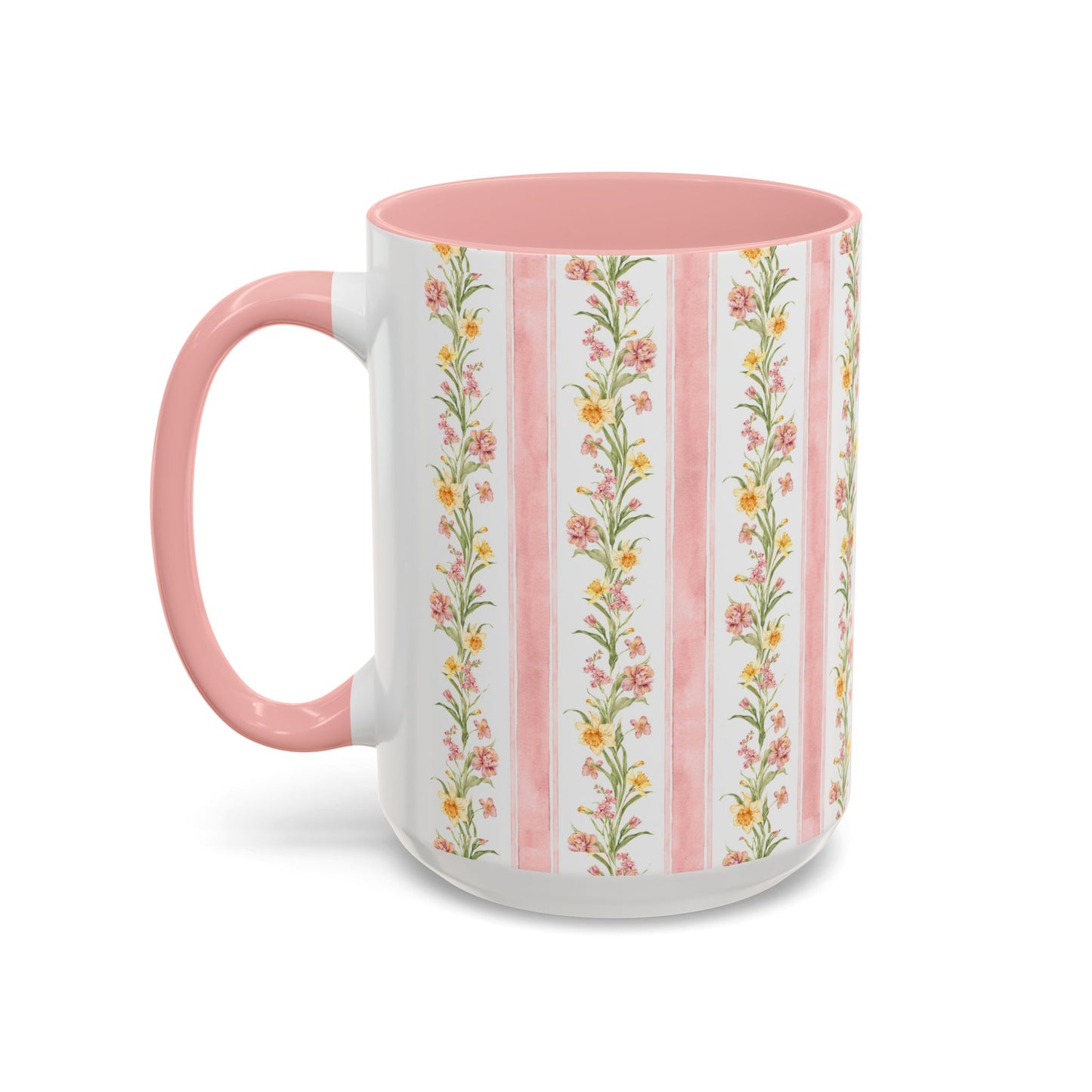 Floral Stripe Accent Coffee Mug | 11oz, 15oz