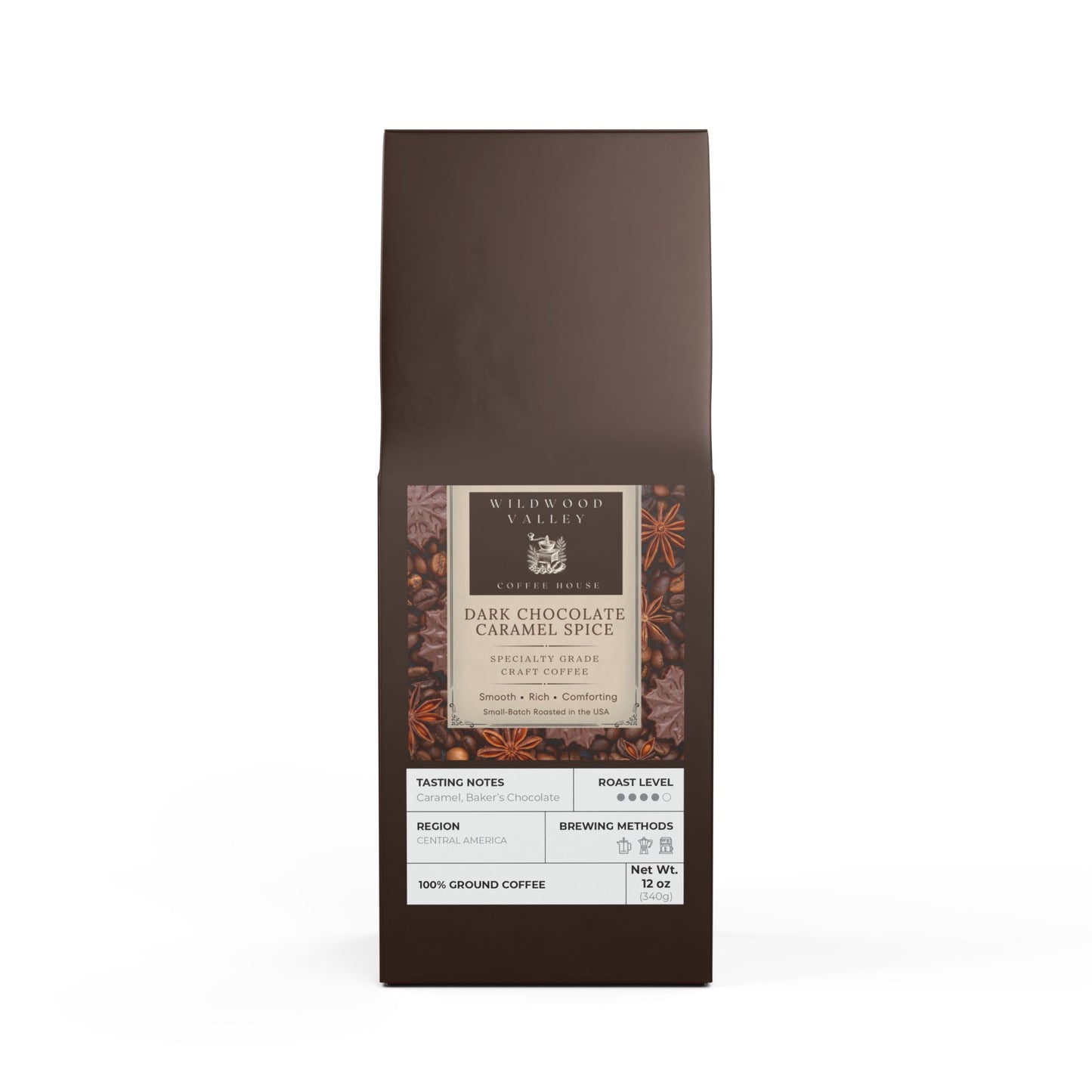 Dark Chocolate Caramel Spice Coffee Blend | Medium-Dark Roast