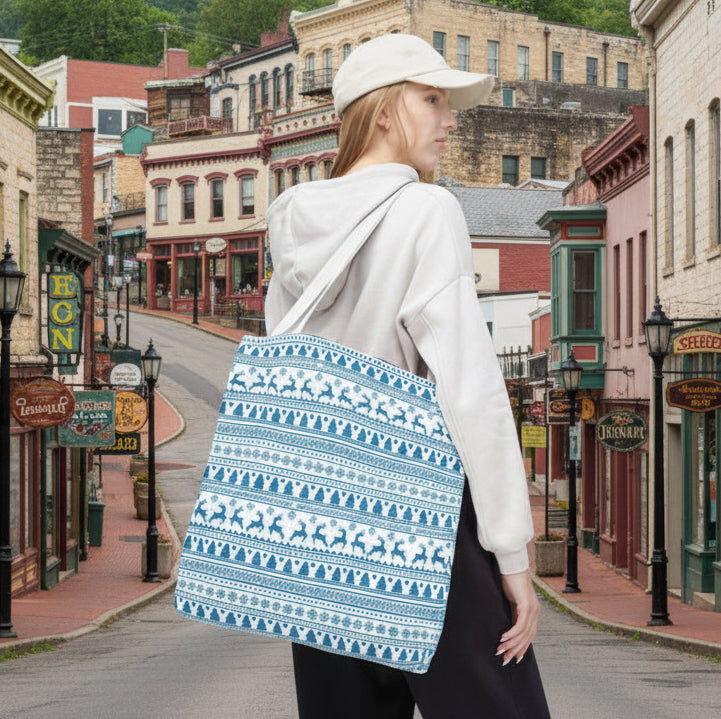 Blue Nordic Winter Tote Bag