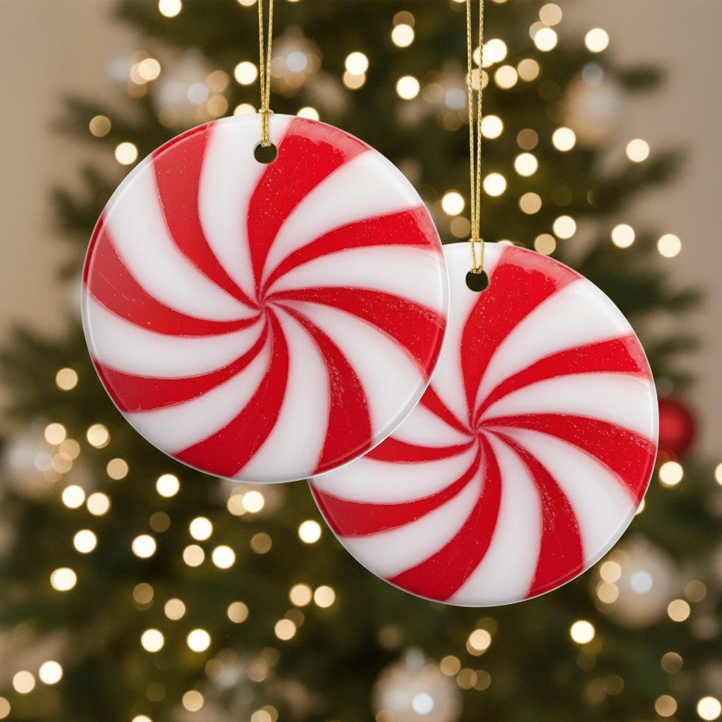 Peppermint Swirl Ceramic Ornament