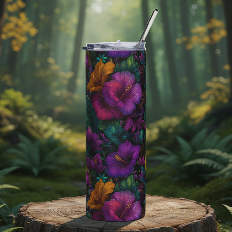 Purple Hibiscus 20oz Floral Stainless Tumbler