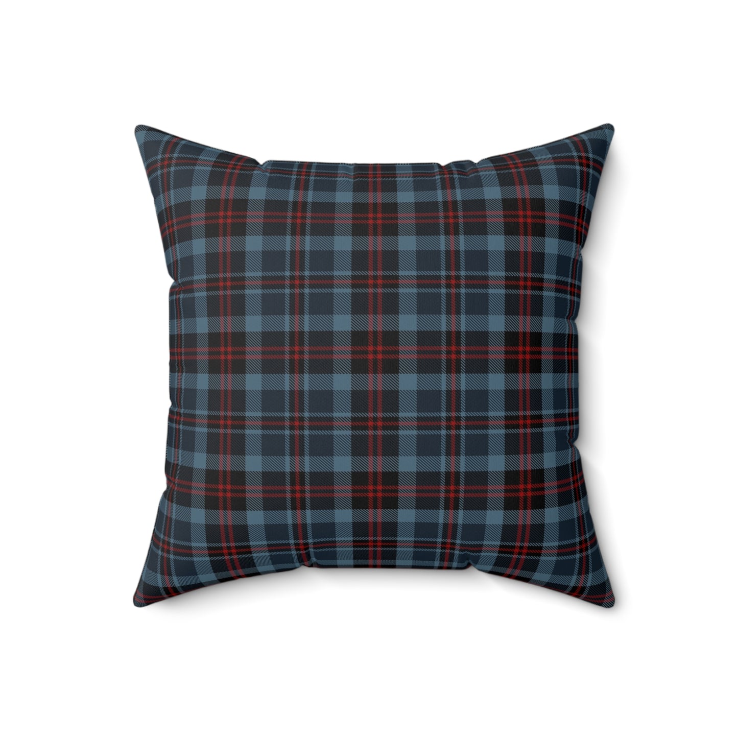 Highland Hearth Blue Plaid Faux Suede Pillow