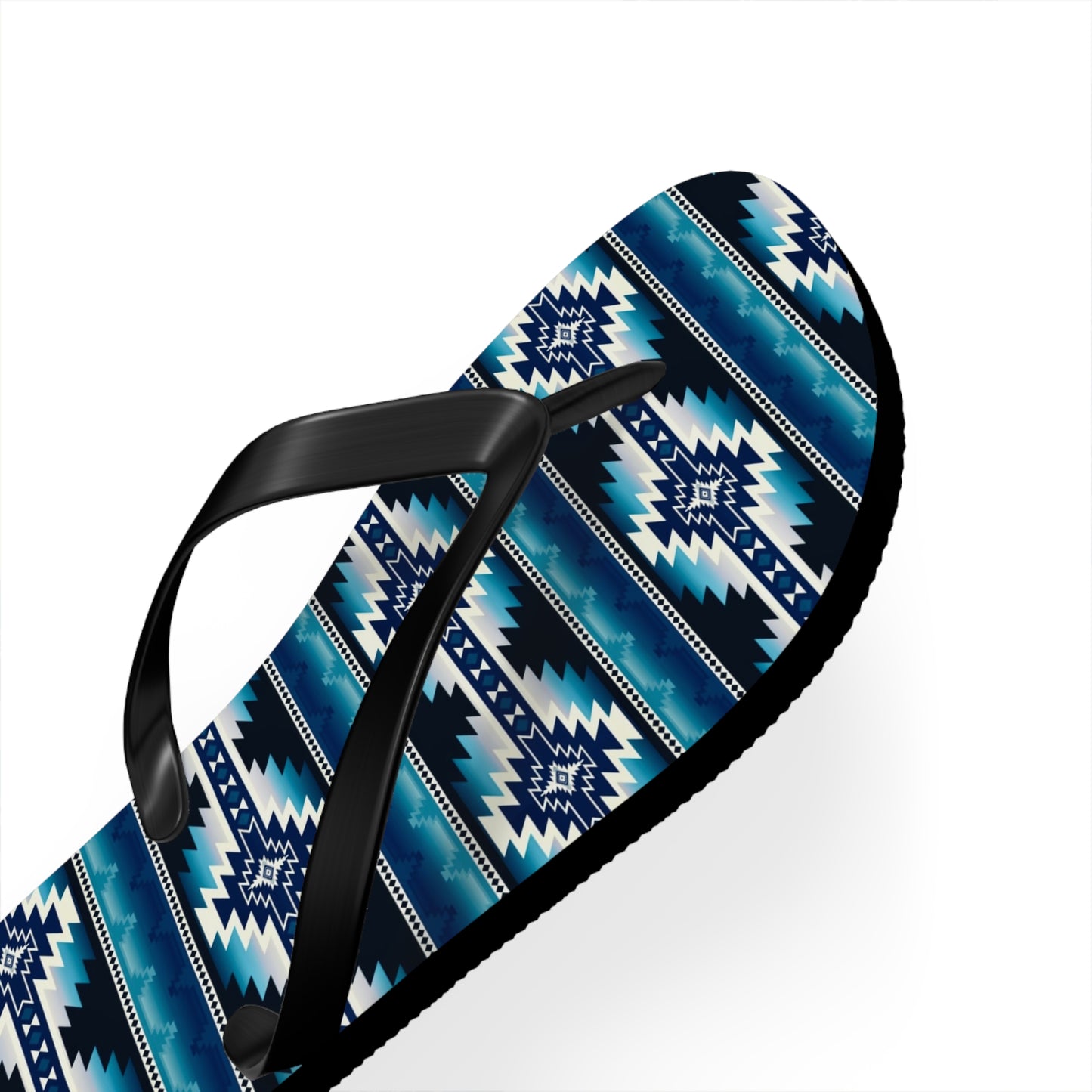 Southwest Aztec Pattern Flip Flops — Blue Tribal Summer Sandals